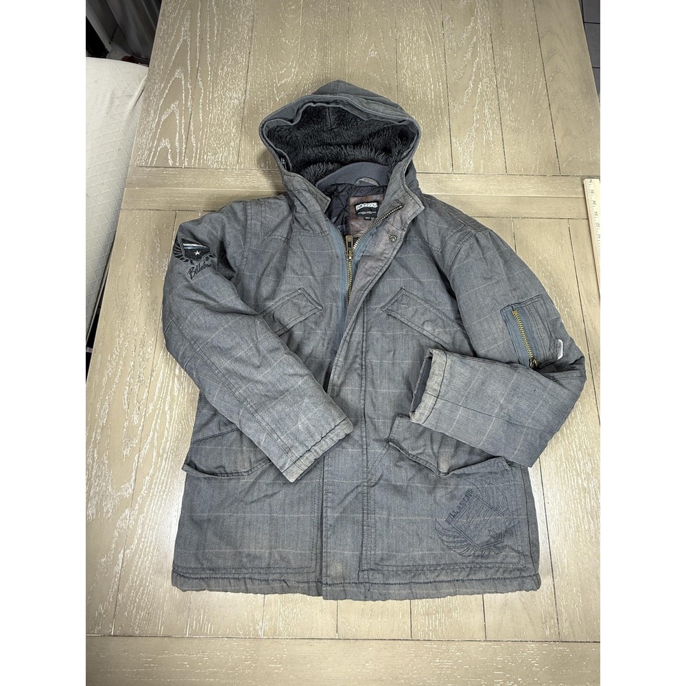 Billabong Snowboard Jacket Mens Small Gray Hooded‎ Parka Insulated Zip coat